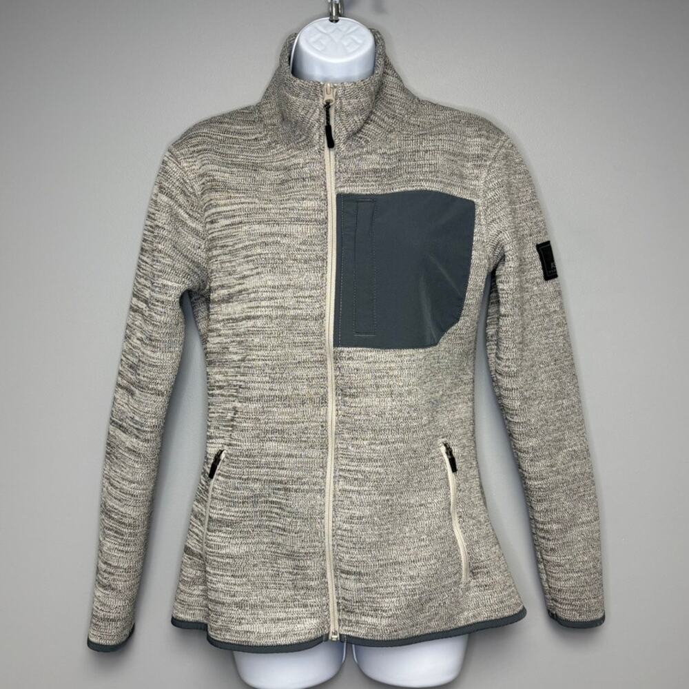 Ascend Grey Gorpcore Hiking Outdoor Fleece Lined Zip Jacket Womens Sz S